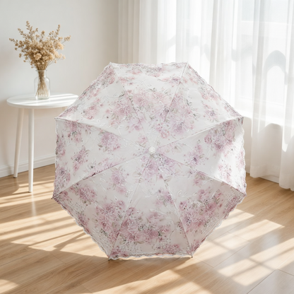 Lilac purple floral lace parasol umbrella