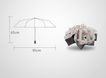 Floral lace parasol umbrella size and fold diagram