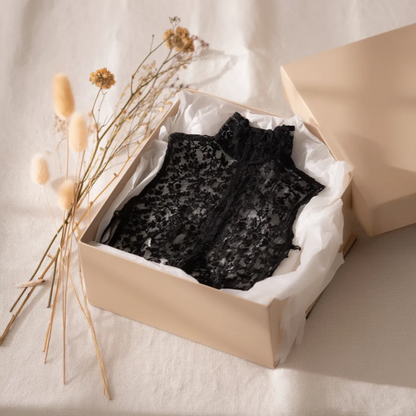 Black lace Peter Pan collar packaged in gift box